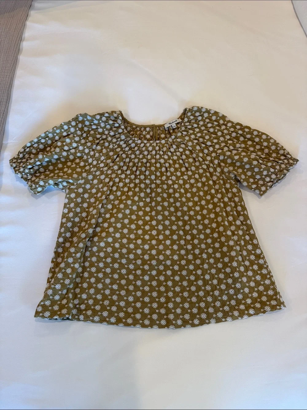 Madewelll Embroidered Floral Blouse - Olive Daisy - Picture 3 of 6